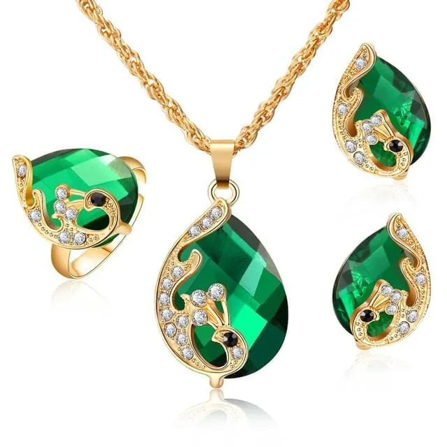 Luxury Crystal Peacock Jewelry Set