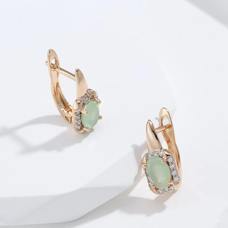 Luxury Square Jade Crystal Earrings