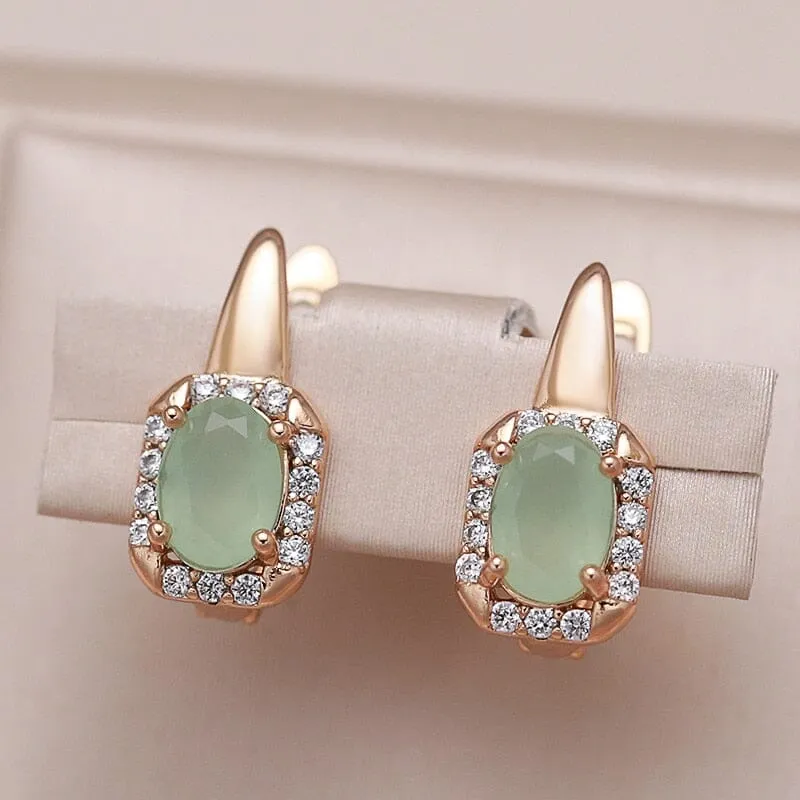 Luxury Square Jade Crystal Earrings