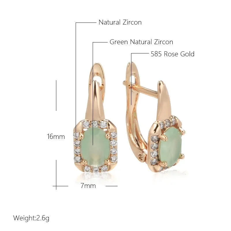 Luxury Square Jade Crystal Earrings