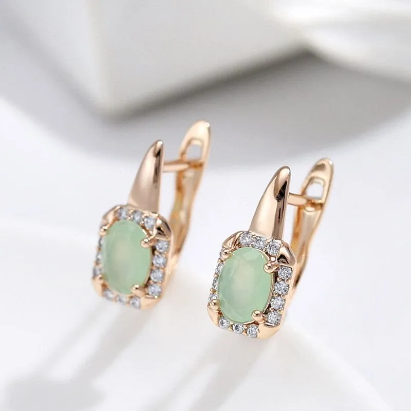 Luxury Square Jade Crystal Earrings