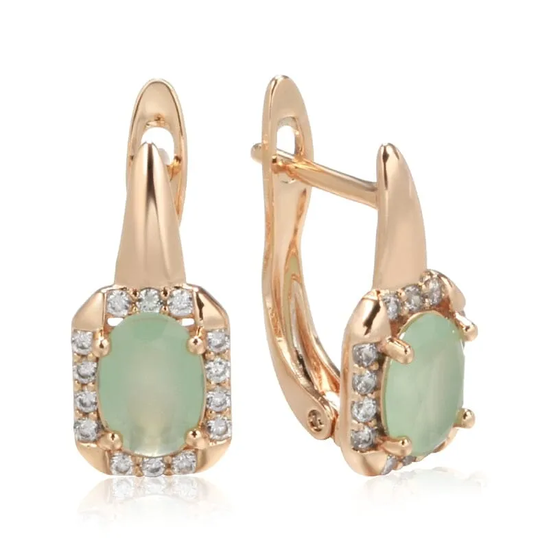 Luxury Square Jade Crystal Earrings