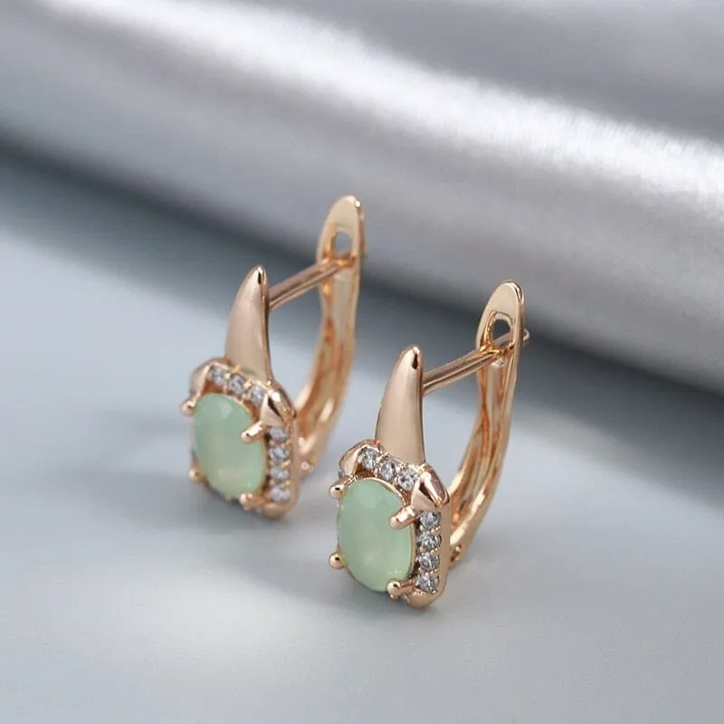 Luxury Square Jade Crystal Earrings