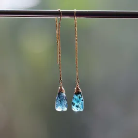 Marina - Kyanite Gold Thread Earrings