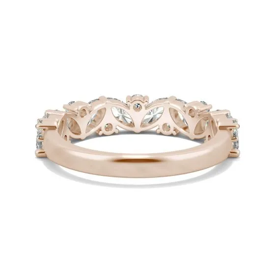 Marquise & Round Accented Anniversary Band 1.31CTW in 14K Rose Gold