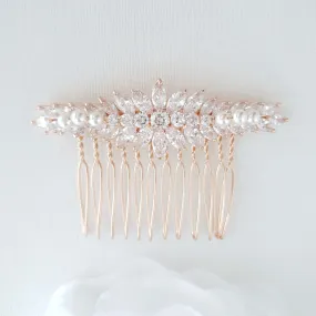 Marquise Hair Comb for Brides in Rose Gold-Giselle