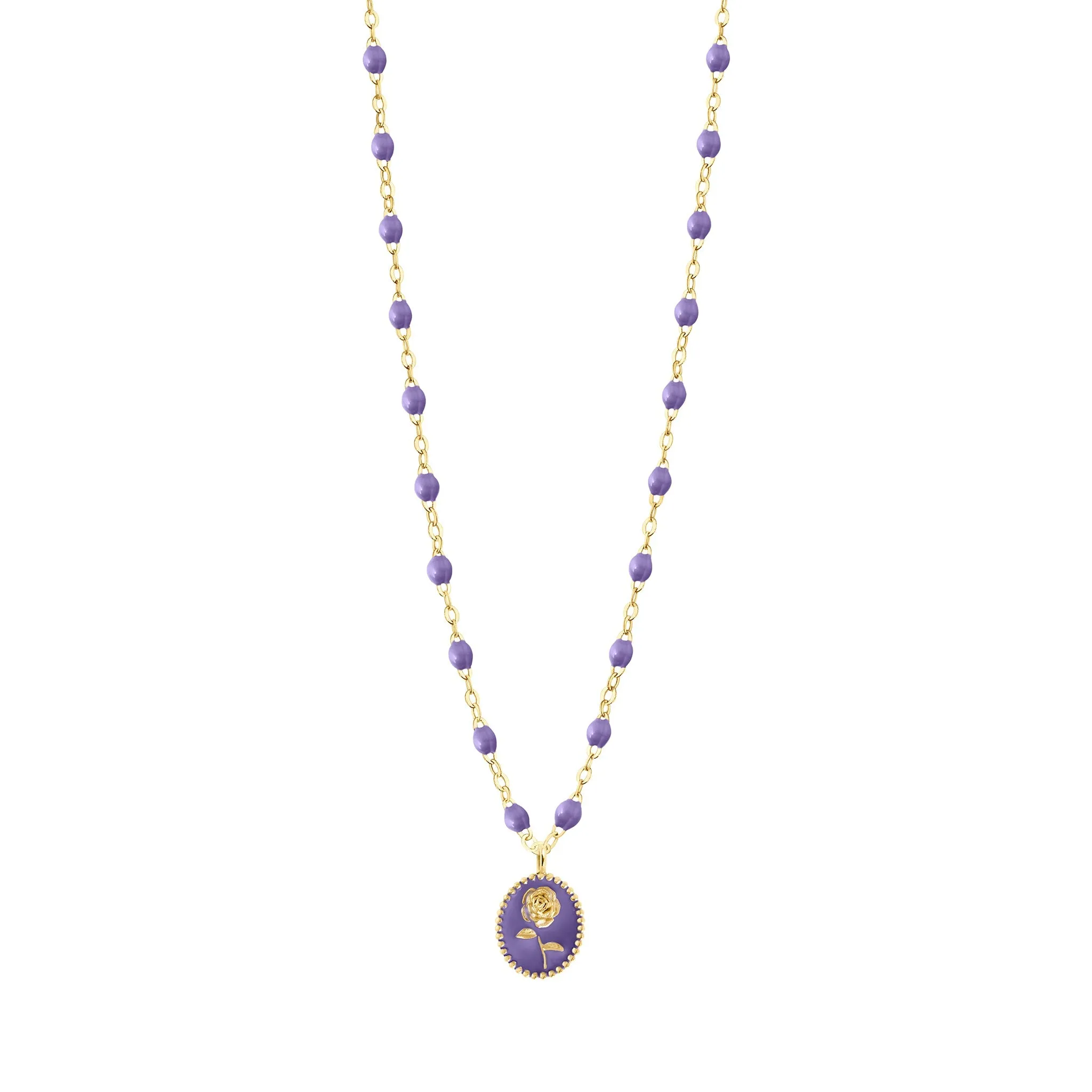 Mauve Rose Necklace, Yellow Gold, 16.5"