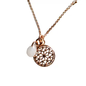 Maze Rainbow Moonstone necklace Rose Gold