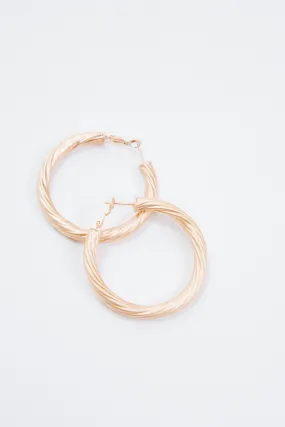 Metal Twist Hoop Earring, Matte Gold