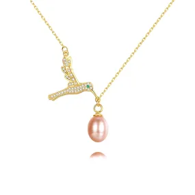 Micro-set Zirconia Pearl Pendant S925 Bird Mother of Pearl Necklace