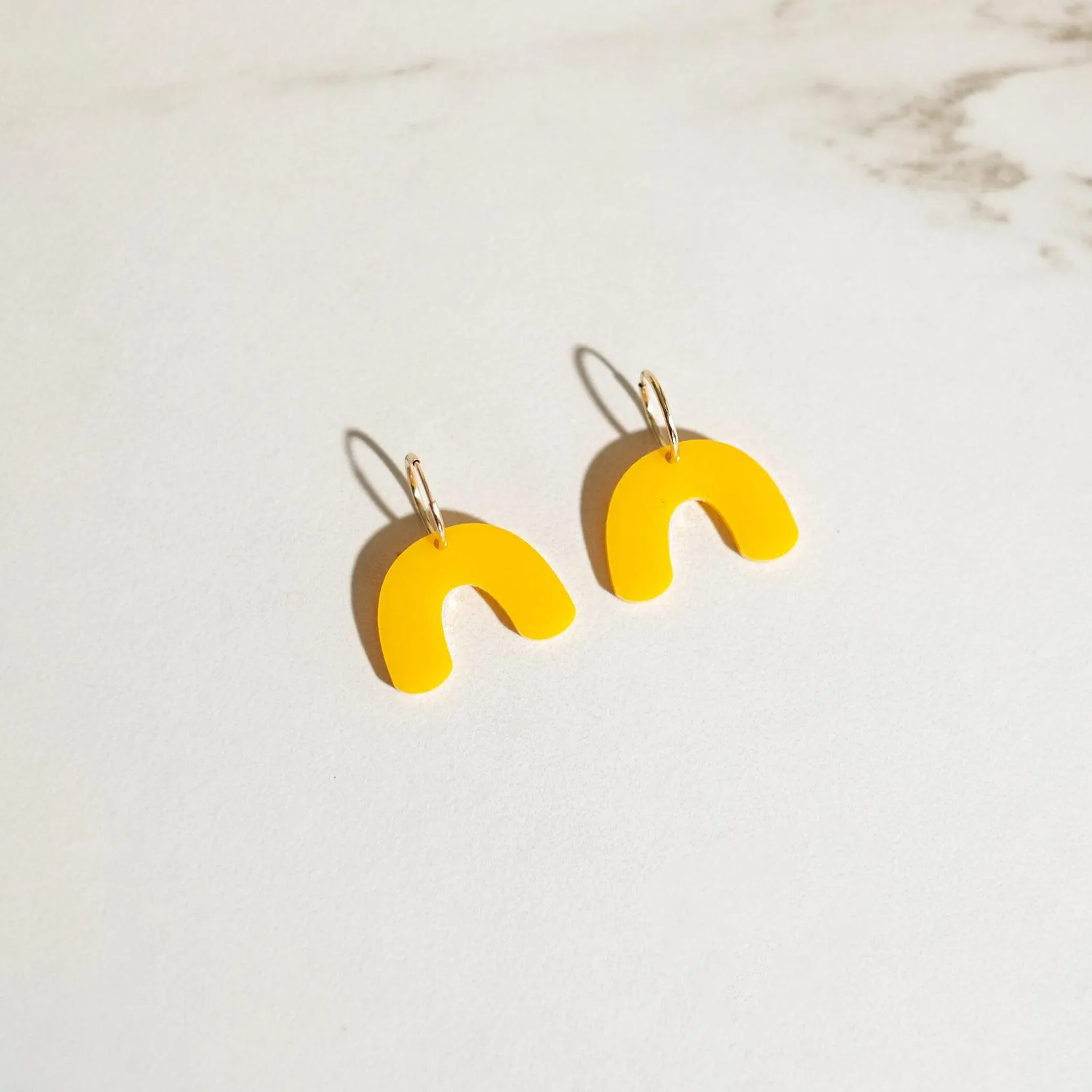 Mini Arch Hoop Earrings - Amber Yellow