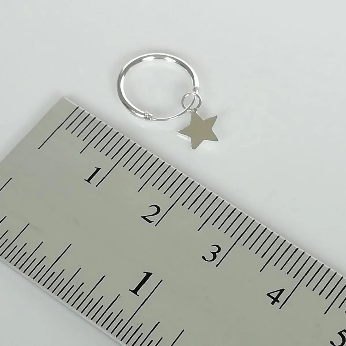 Minimalist Hoops - Silver Star Charm - Celestial Earrings - 12mm Hoops - Small Hoop Earrings - Cartilage Hoops - Star Earrings - E340