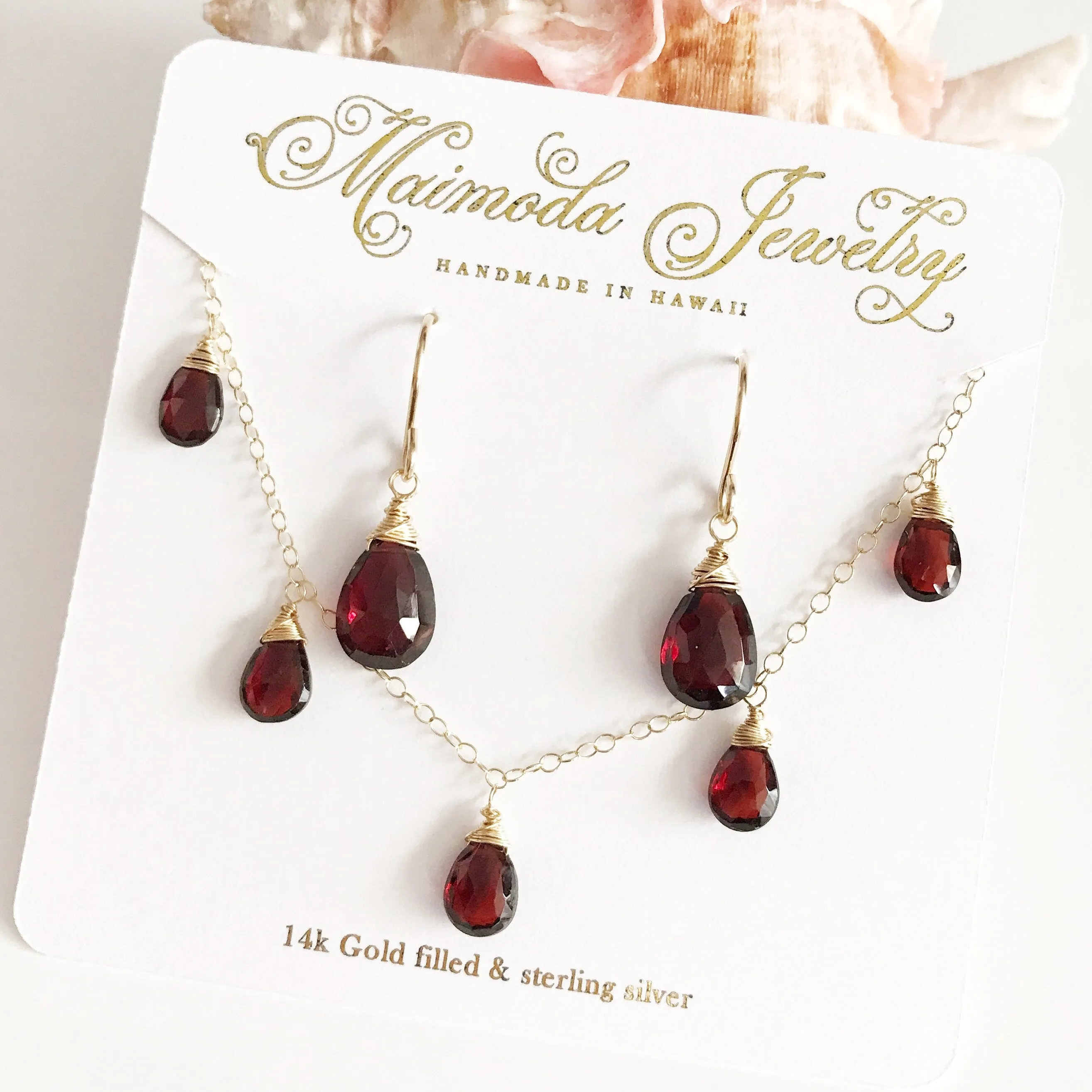 Necklace IVANNA - garnet (N225)