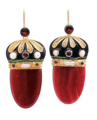 Nicholas I Carnelian, Garnet and Pearl Earrings