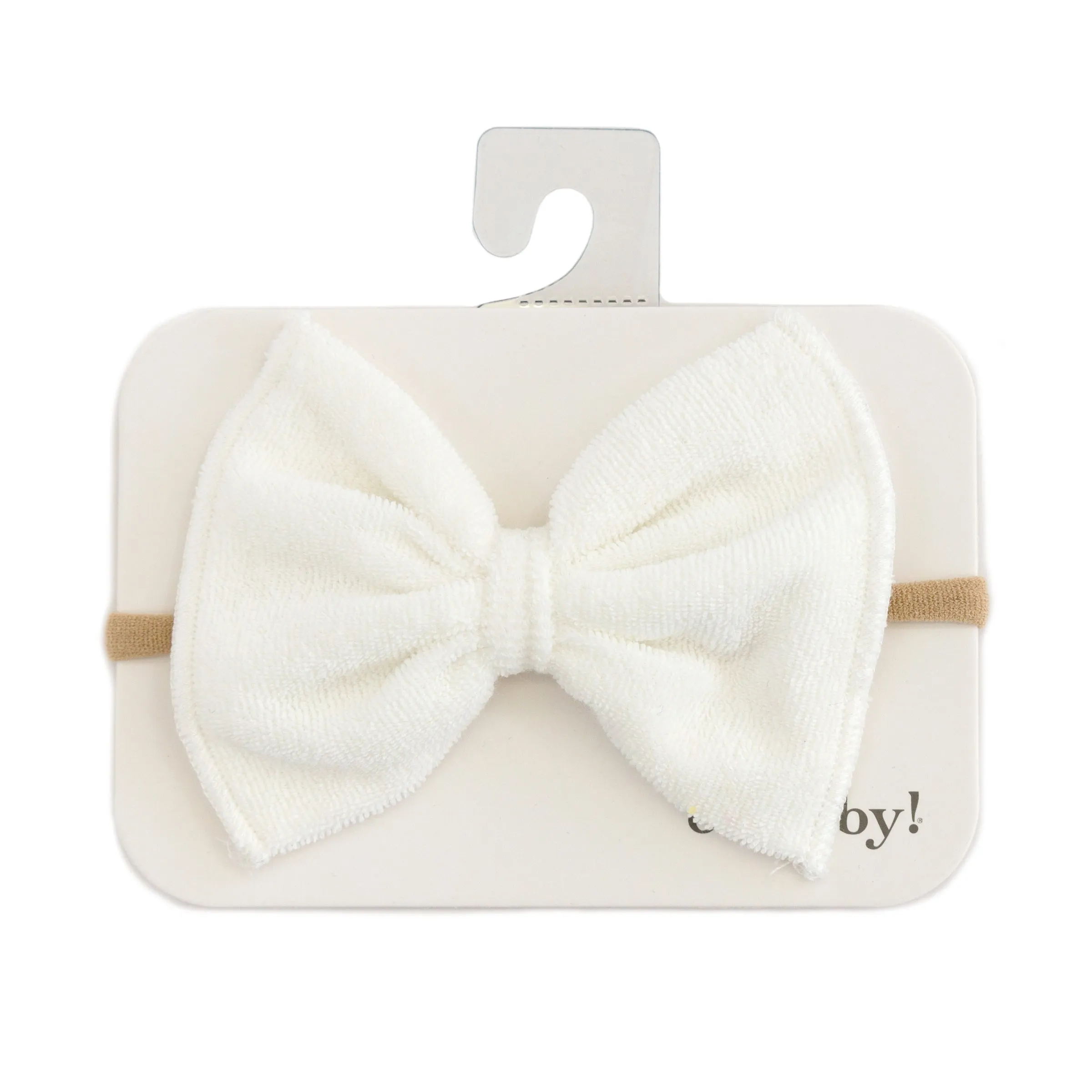 oh baby! Cotton Terry Bow Nylon Headband - Snow