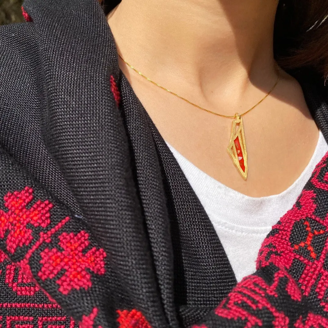 Palestine Map Necklace 21k Gold Plated | Stones from Falasteen