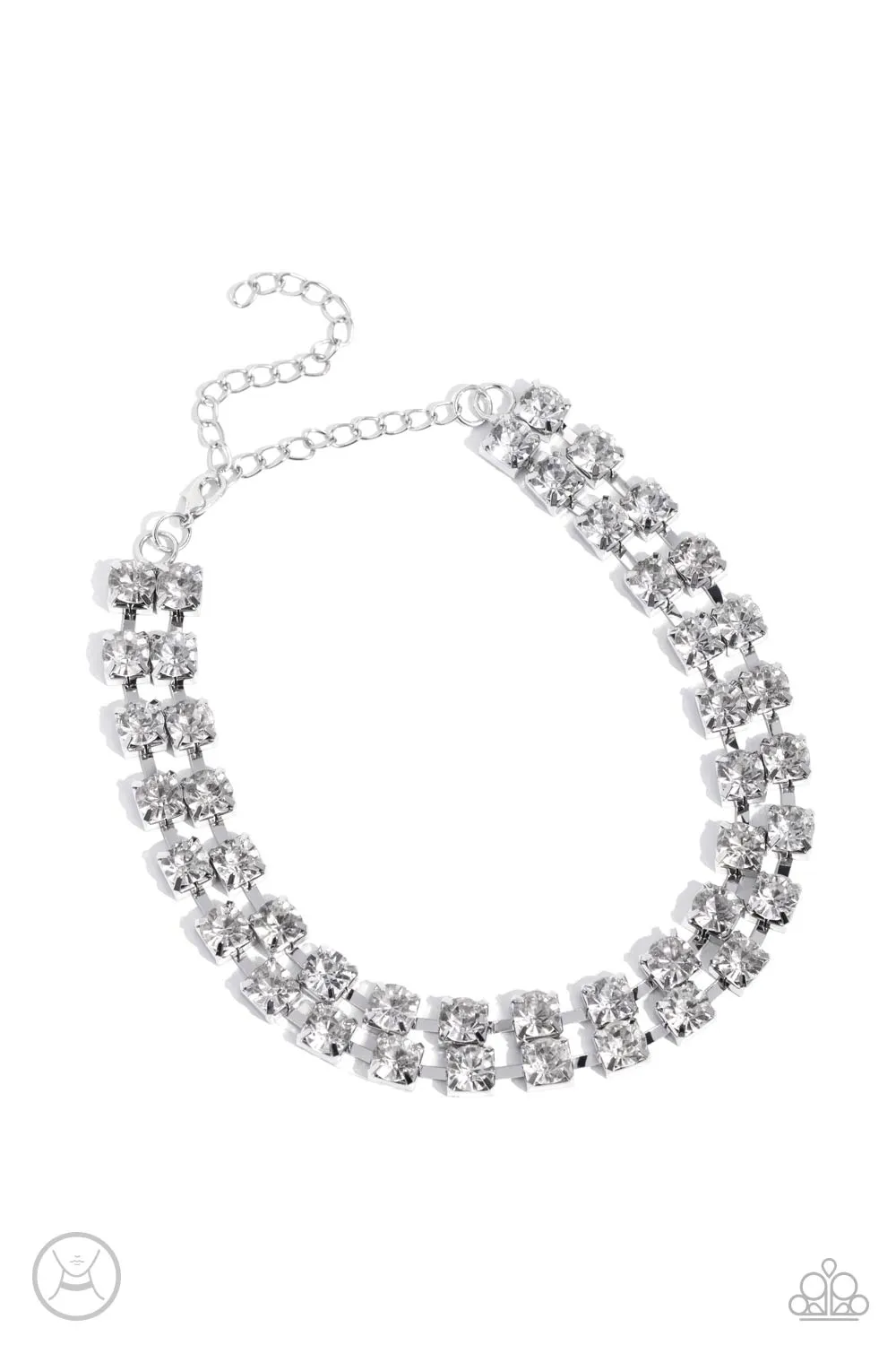 Paparazzi Glistening Gallery White Choker Necklace & Earring Set