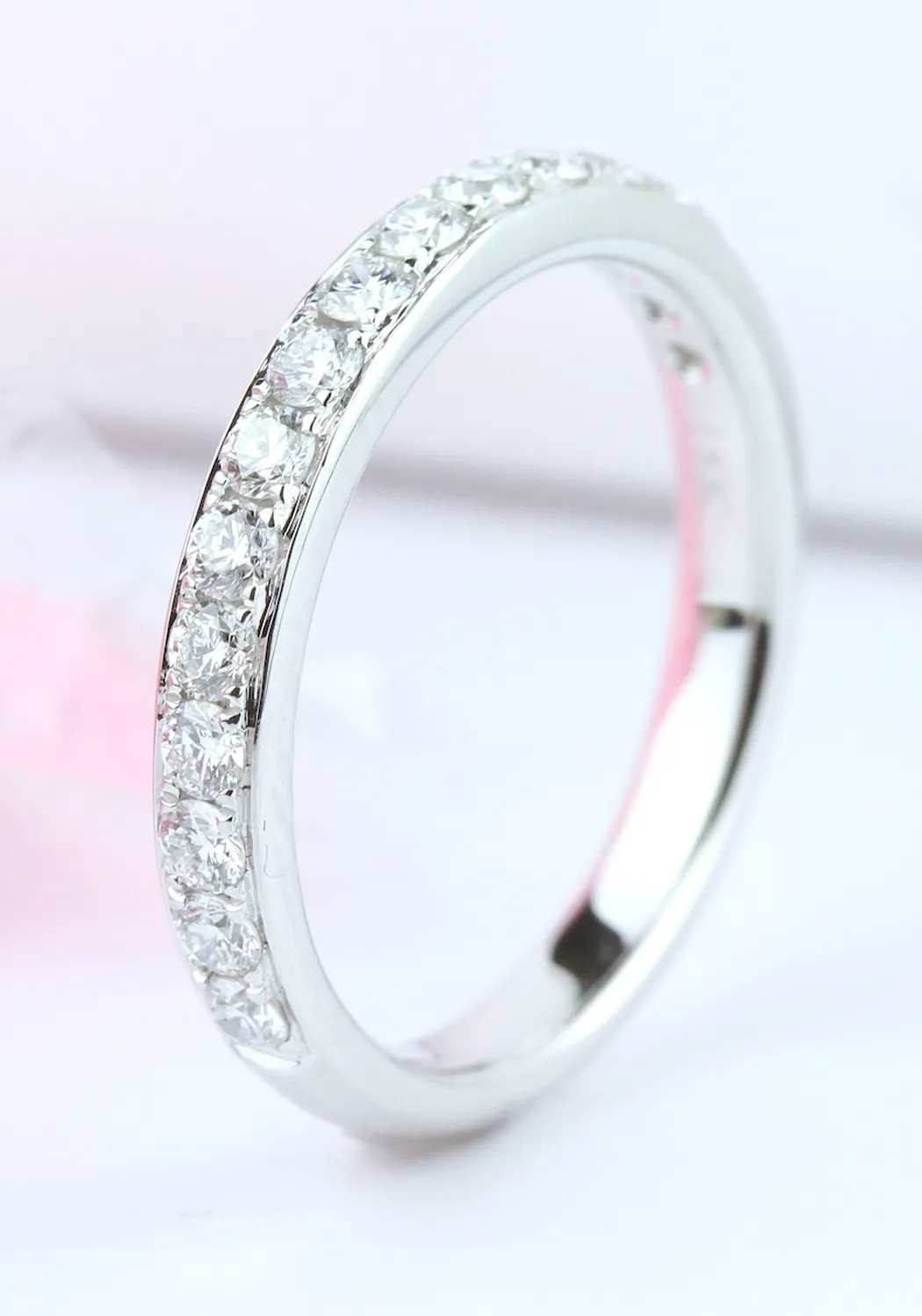 Parade Design 18K White Gold Round Diamond Half Band