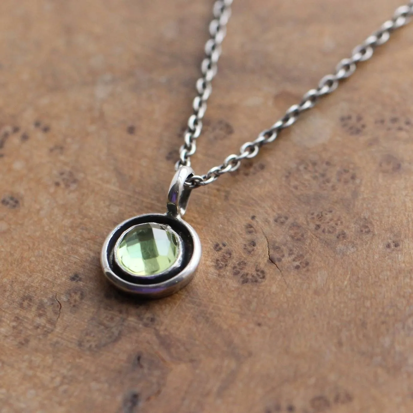 Peridot Necklace - Silversmith Peridot Pendant - Faceted Peridot Necklace - .925 Sterling Silver Pendant