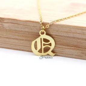 Personalized 24K Gold Plated over Sterling Silver Alphabet Necklace- Old English Font