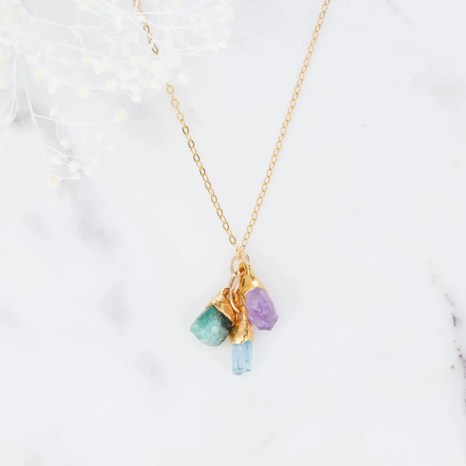 Personalized Dainty Raw Gemstone Birthstone Necklace