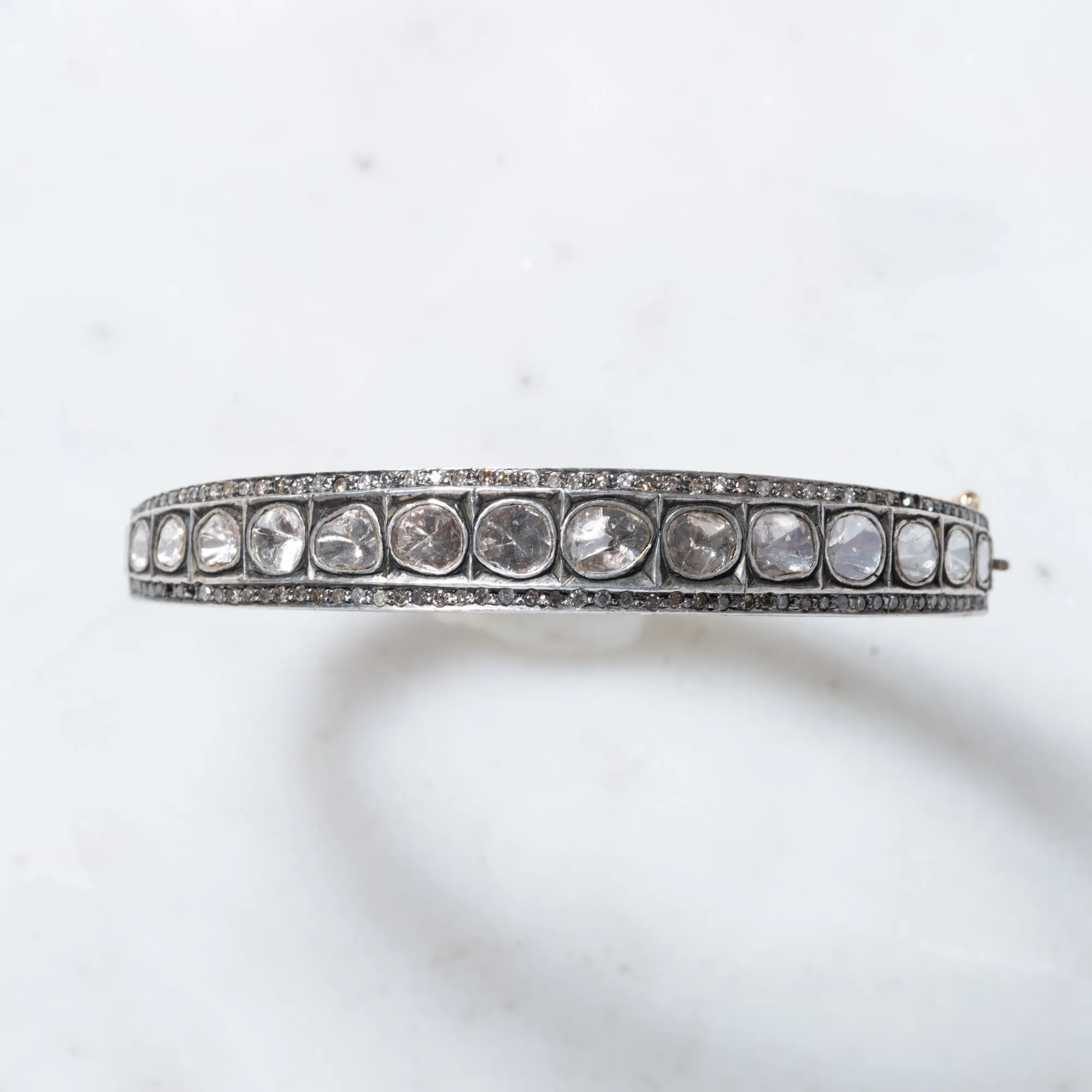 Polki Diamond with Silver Scale Back Bangle