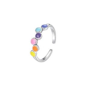 RAINBOW ENAMEL BALLS ADJUSTABLE RING