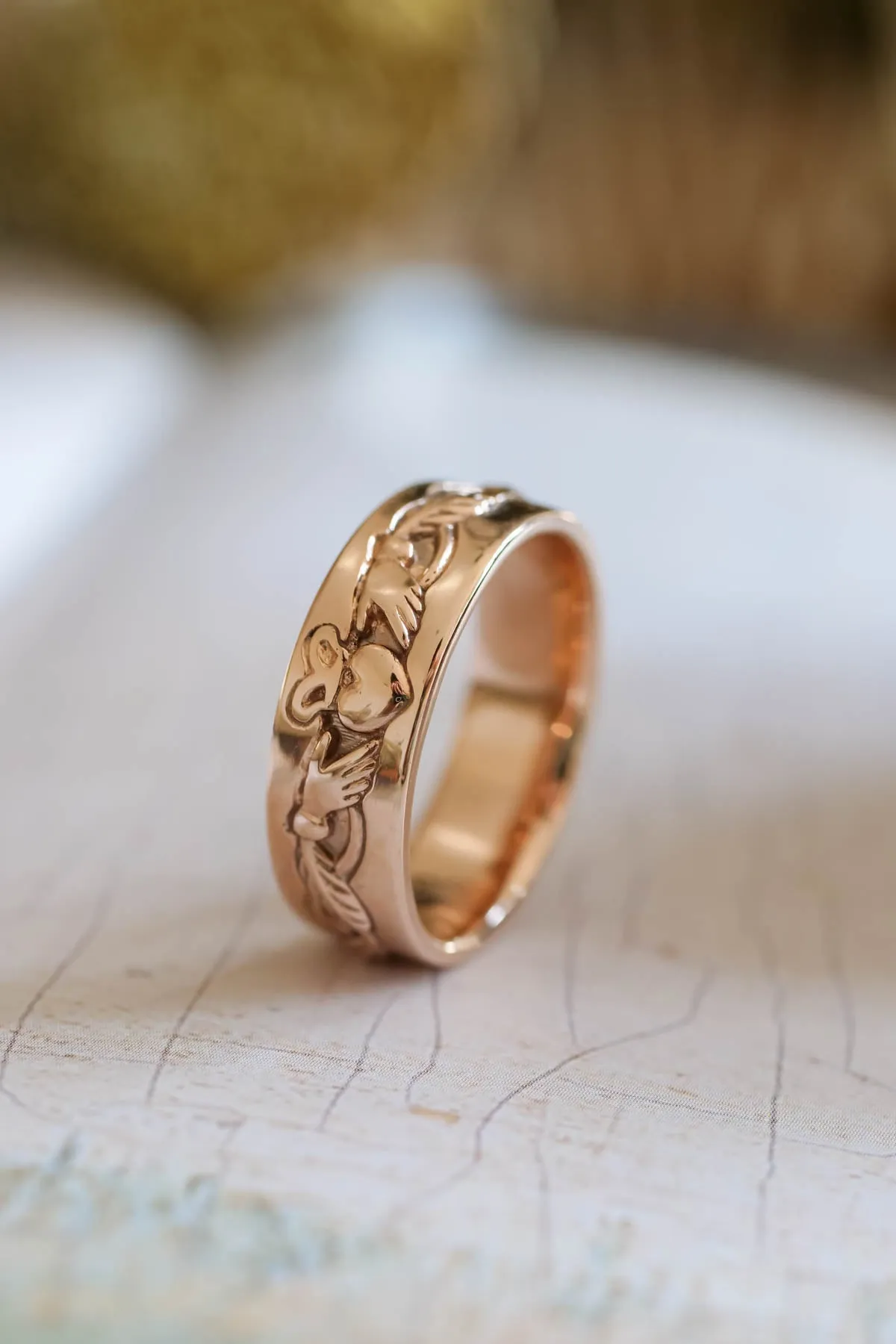 READY TO SHIP: Celtic wedding band in 14K rose gold, RING SIZE 9.5 US