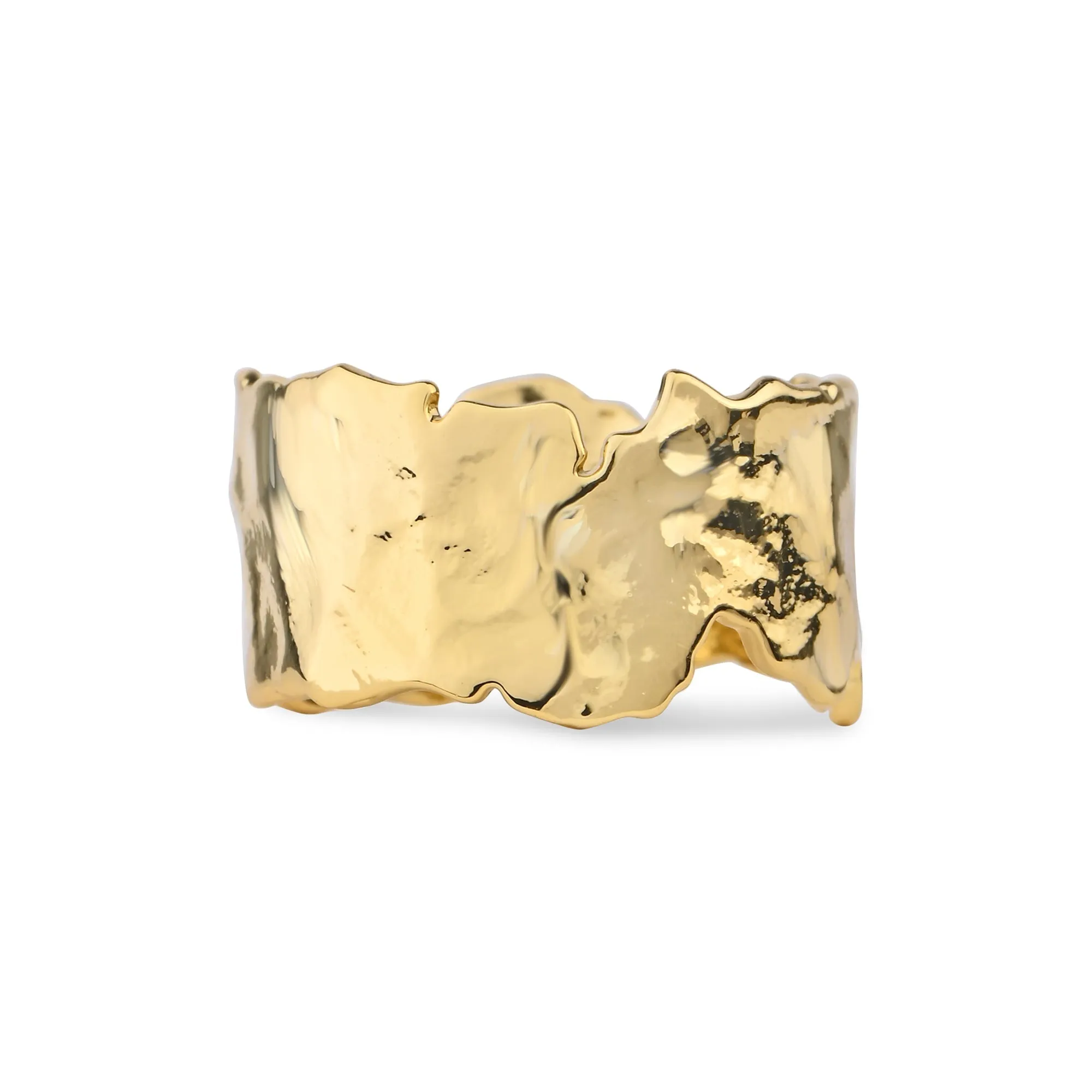 Real Gold Plated Z  Gold Molten Ring-Large