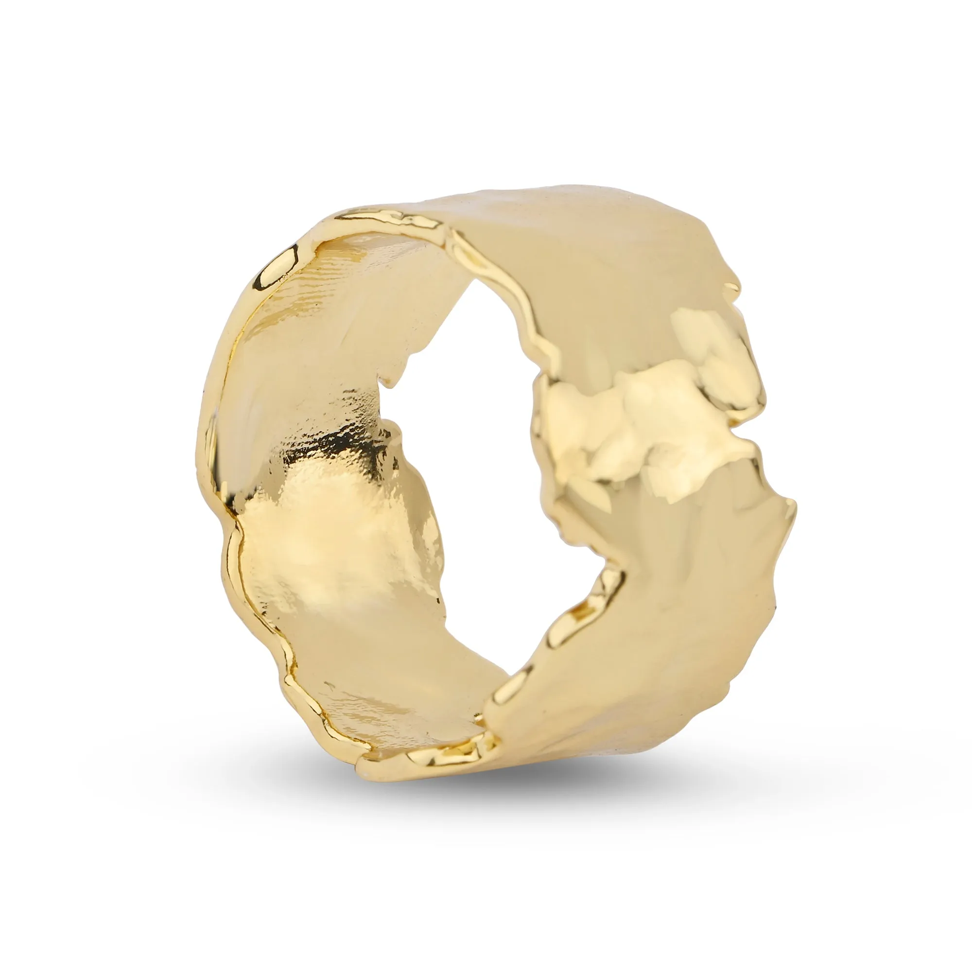 Real Gold Plated Z  Gold Molten Ring-Large