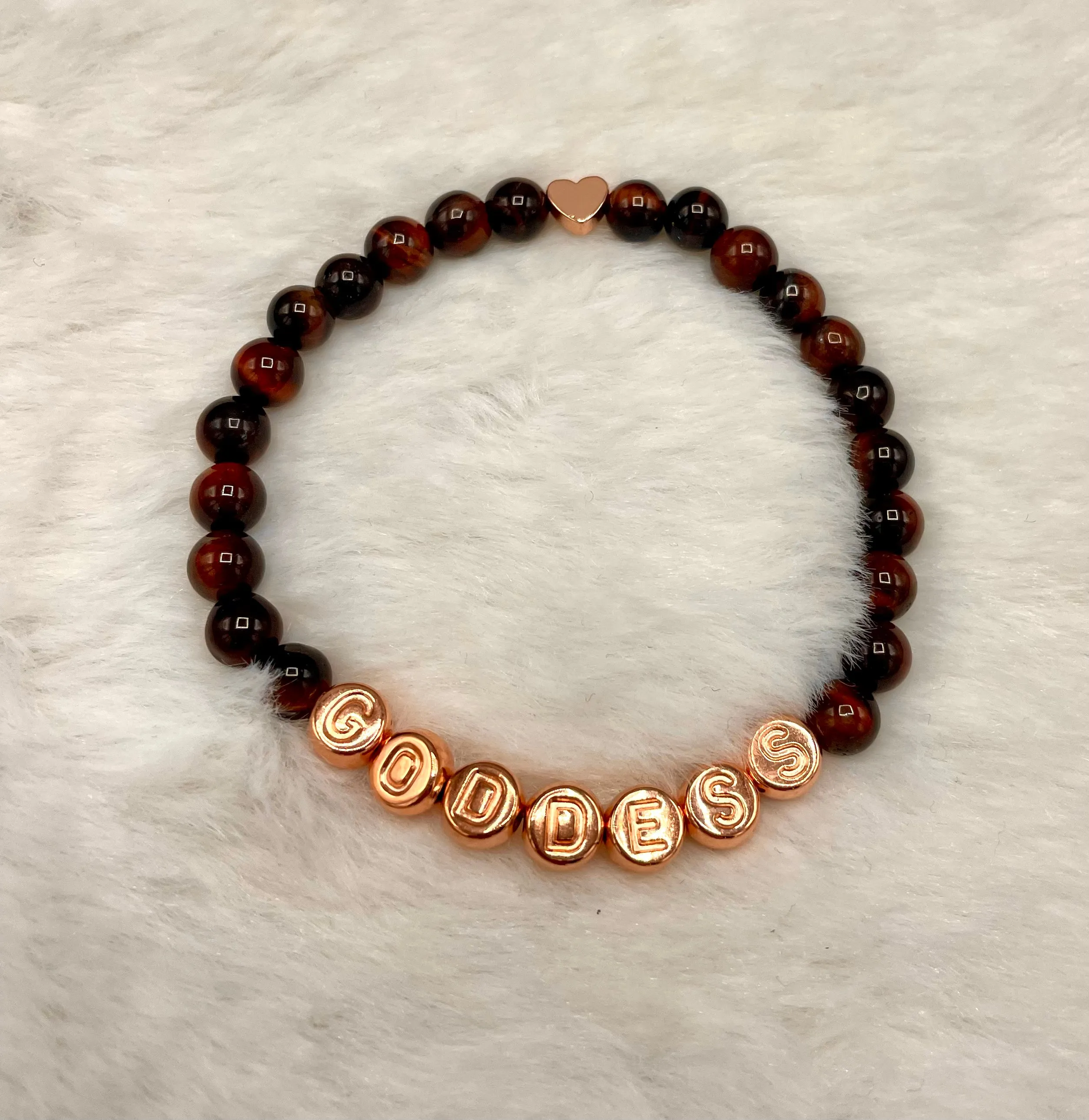 Red Tiger Eye and Rose Hematite“GODDESS” Stretch Bracelet