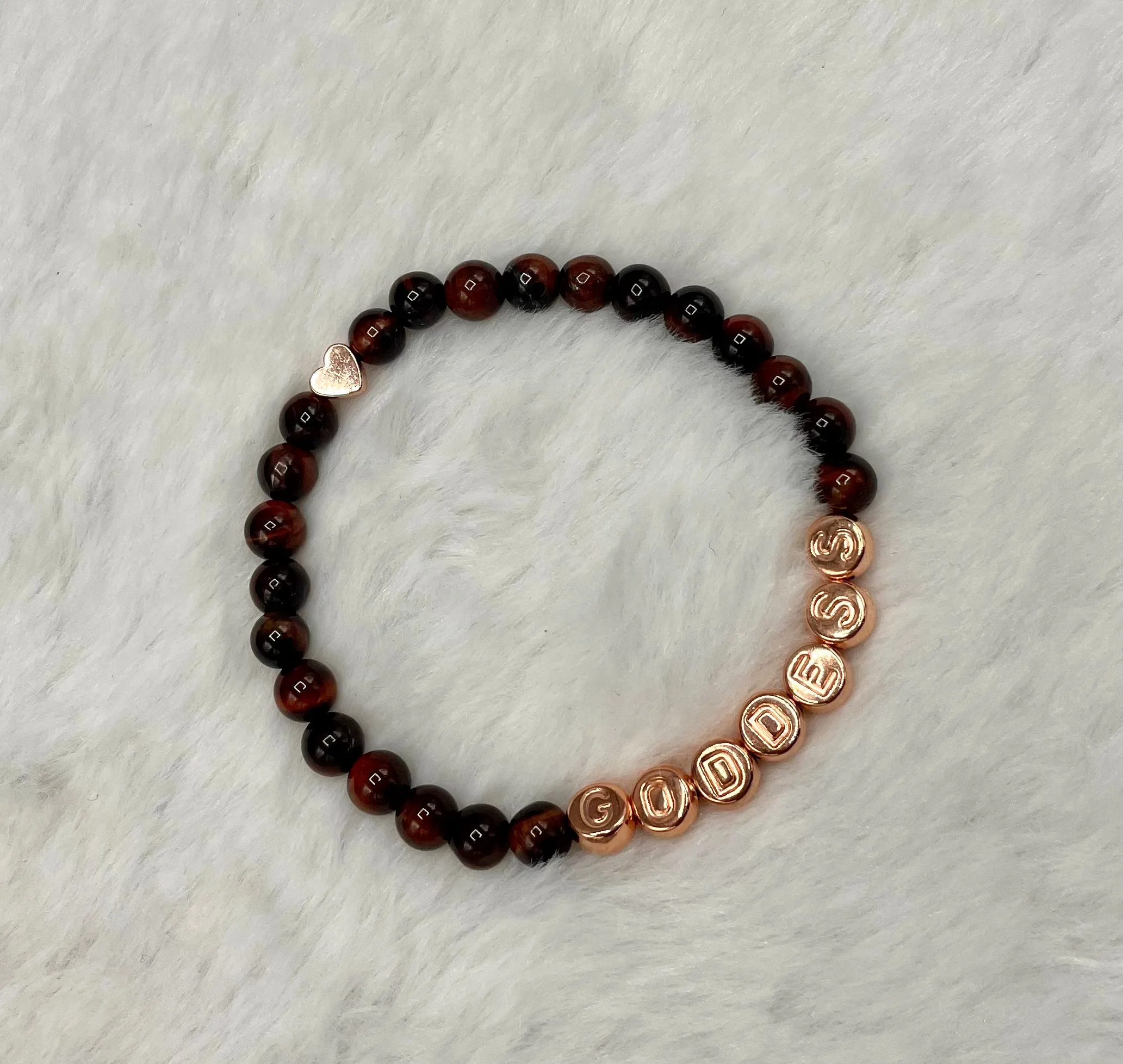 Red Tiger Eye and Rose Hematite“GODDESS” Stretch Bracelet