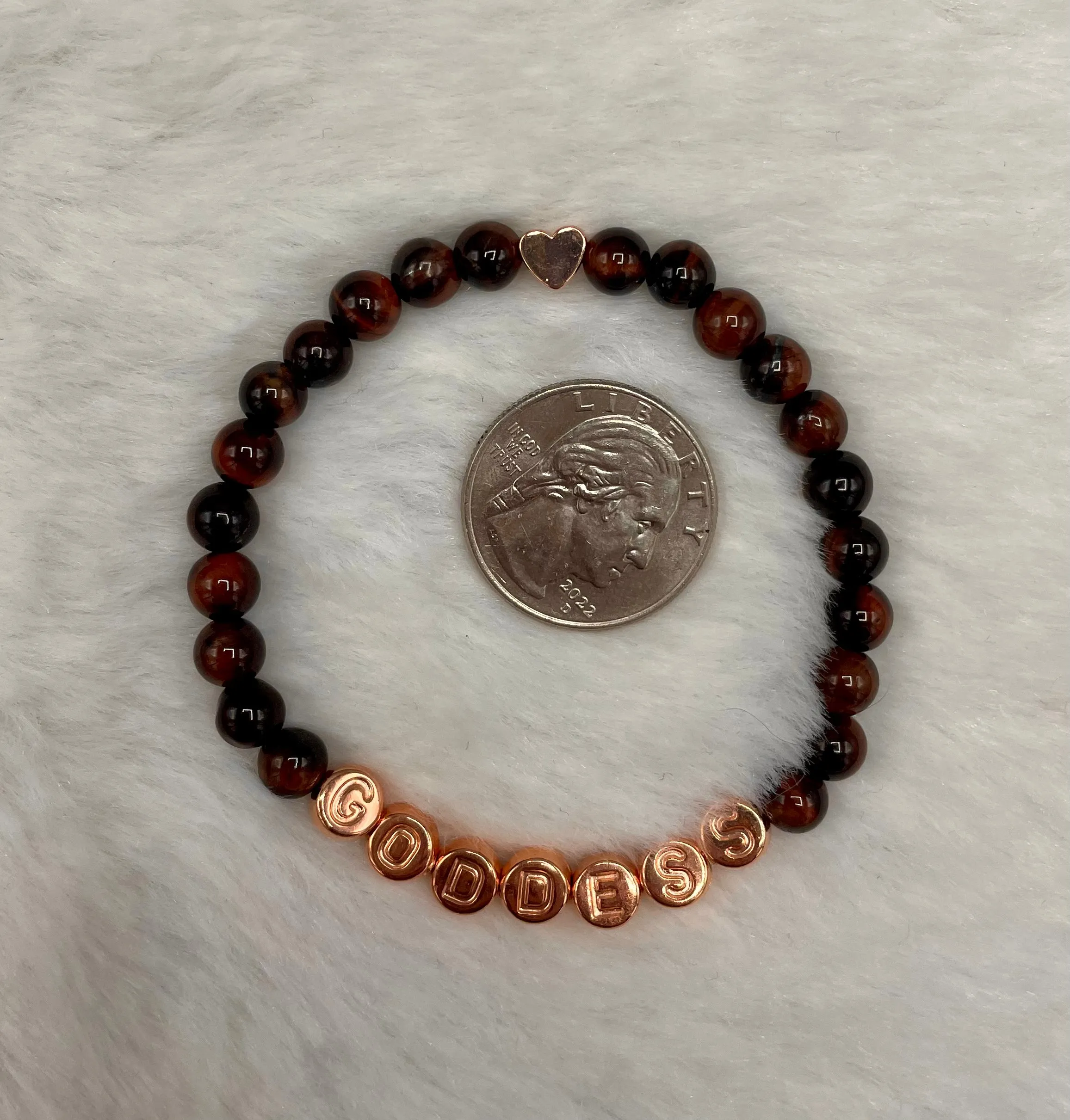 Red Tiger Eye and Rose Hematite“GODDESS” Stretch Bracelet