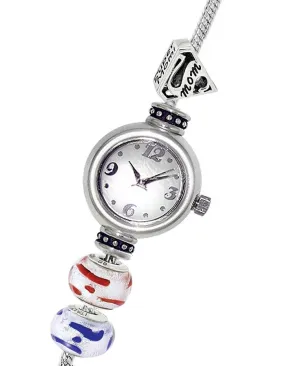 Reflection Beads Sterling Silver Watch - Super Mom Set - Mother of Pearl Dial