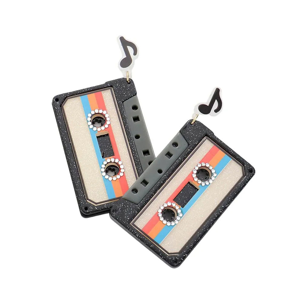 Resin Cassette Tape Music Dangle Earrings