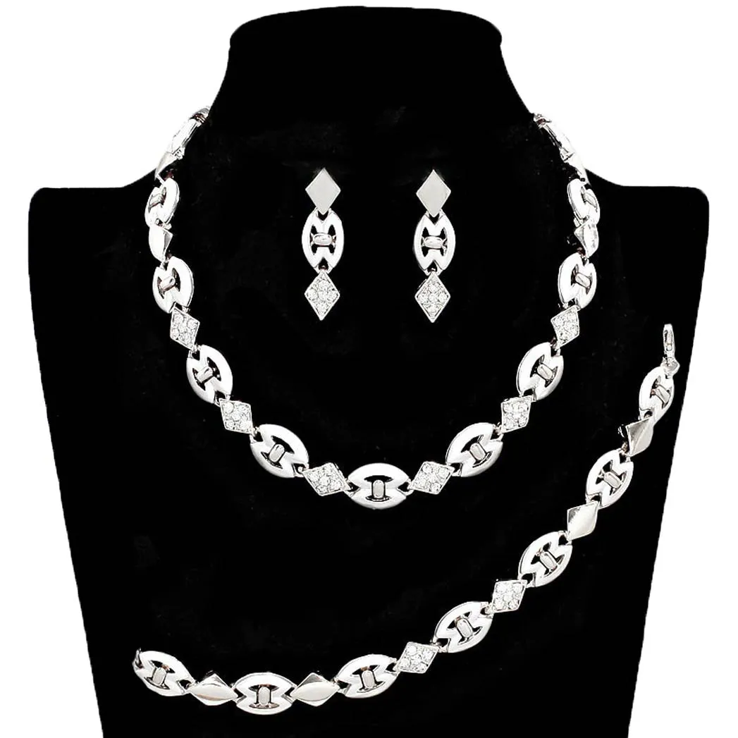 Rhinestone Necklace Jewelry Set