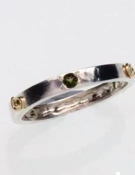 Ring silver gold 9 carats tourmalines ring for woman