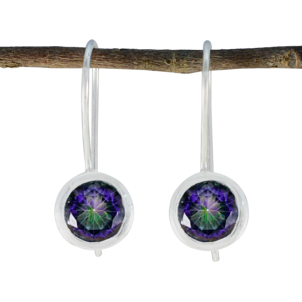 Riyo Attractive 925 Sterling Silver Earring For Damsel Mystic Quartz Earring Bezel Setting Multi Earring Dangle Earring