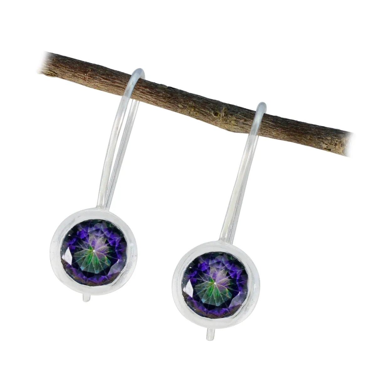 Riyo Attractive 925 Sterling Silver Earring For Damsel Mystic Quartz Earring Bezel Setting Multi Earring Dangle Earring