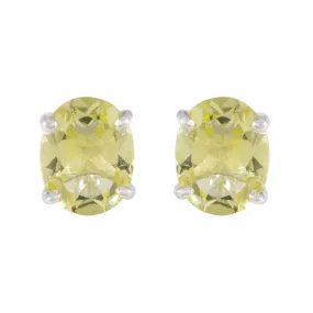 Riyo Beauteous 925 Sterling Silver Earring For Female Lemon Quartz Earring Bezel Setting Yellow Earring Stud Earring