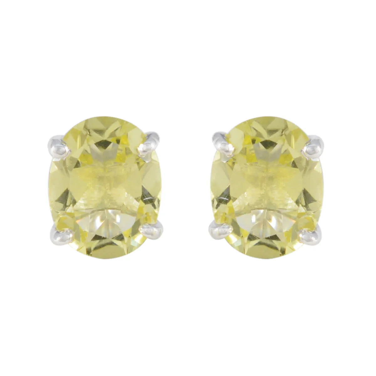 Riyo Beauteous 925 Sterling Silver Earring For Female Lemon Quartz Earring Bezel Setting Yellow Earring Stud Earring