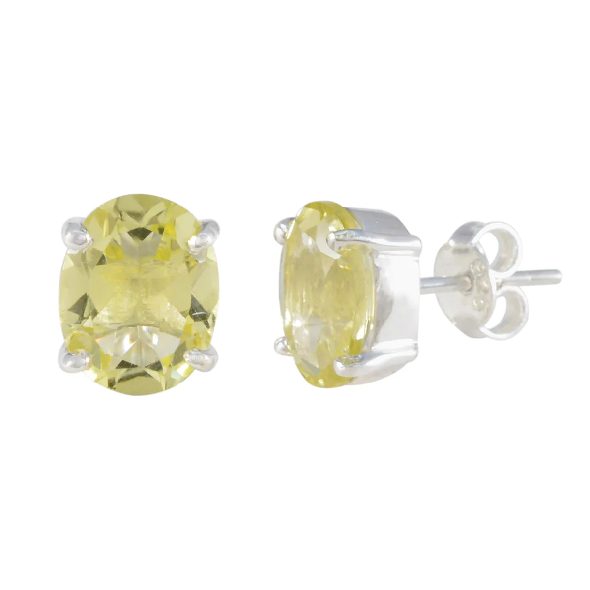 Riyo Beauteous 925 Sterling Silver Earring For Female Lemon Quartz Earring Bezel Setting Yellow Earring Stud Earring