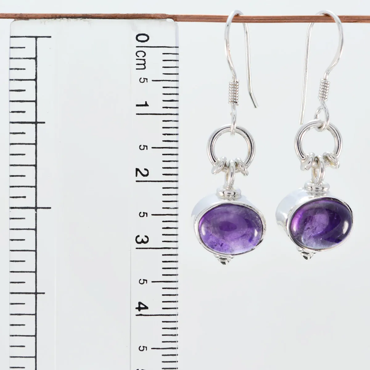 Riyo Genuine Gems oval Cabochon Purple Amethyst Silver Earrings gift for daughter's day