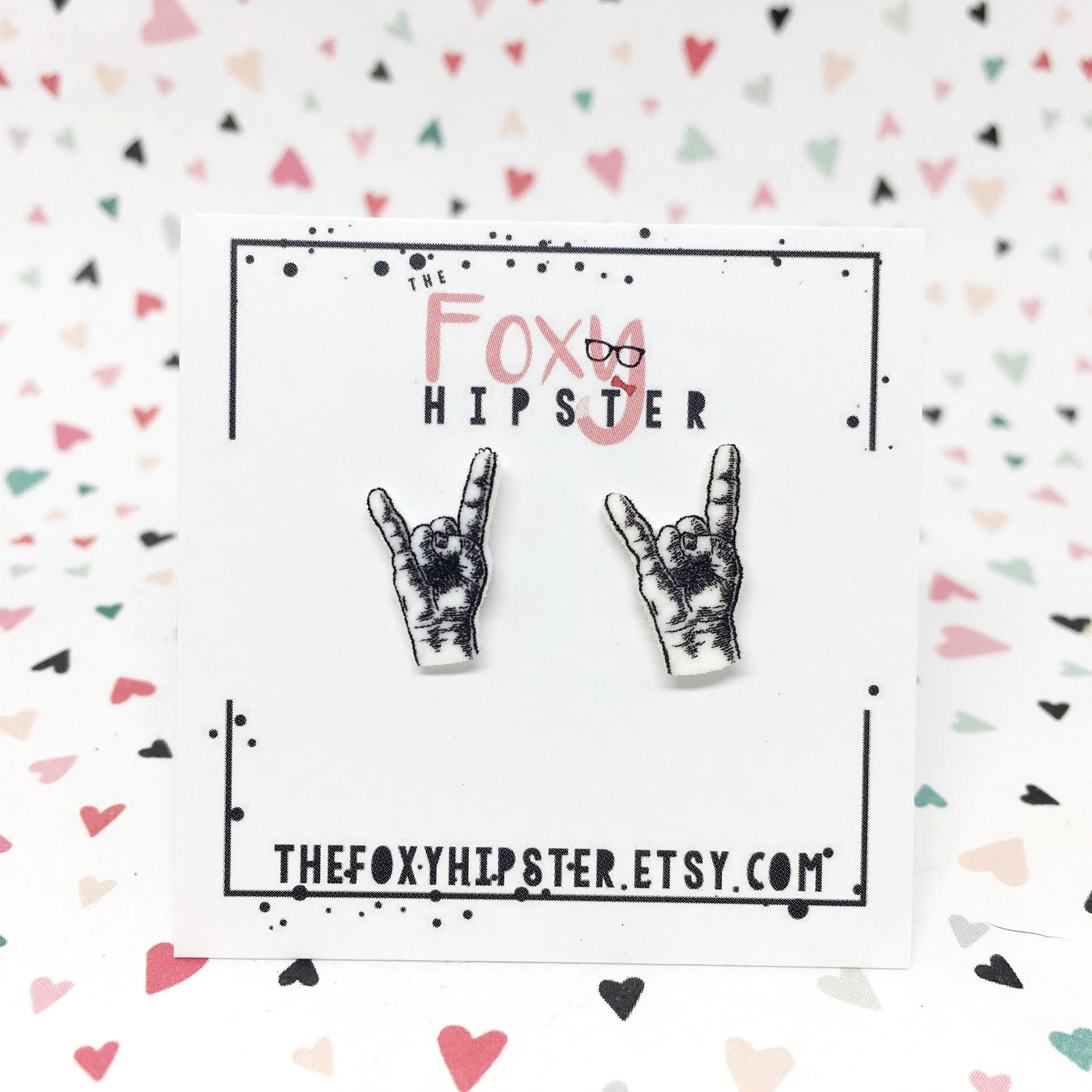 Rock n Roll Sign of the Devil Stud Earrings