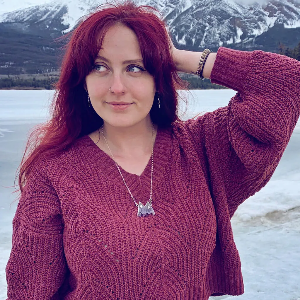 rocky mountain // silver electroformed amethyst slice mountain pendant necklace