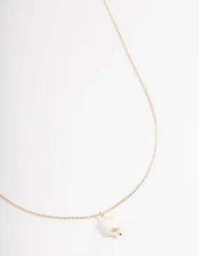 Rose Gold Freshwater Pearl Drop Necklace