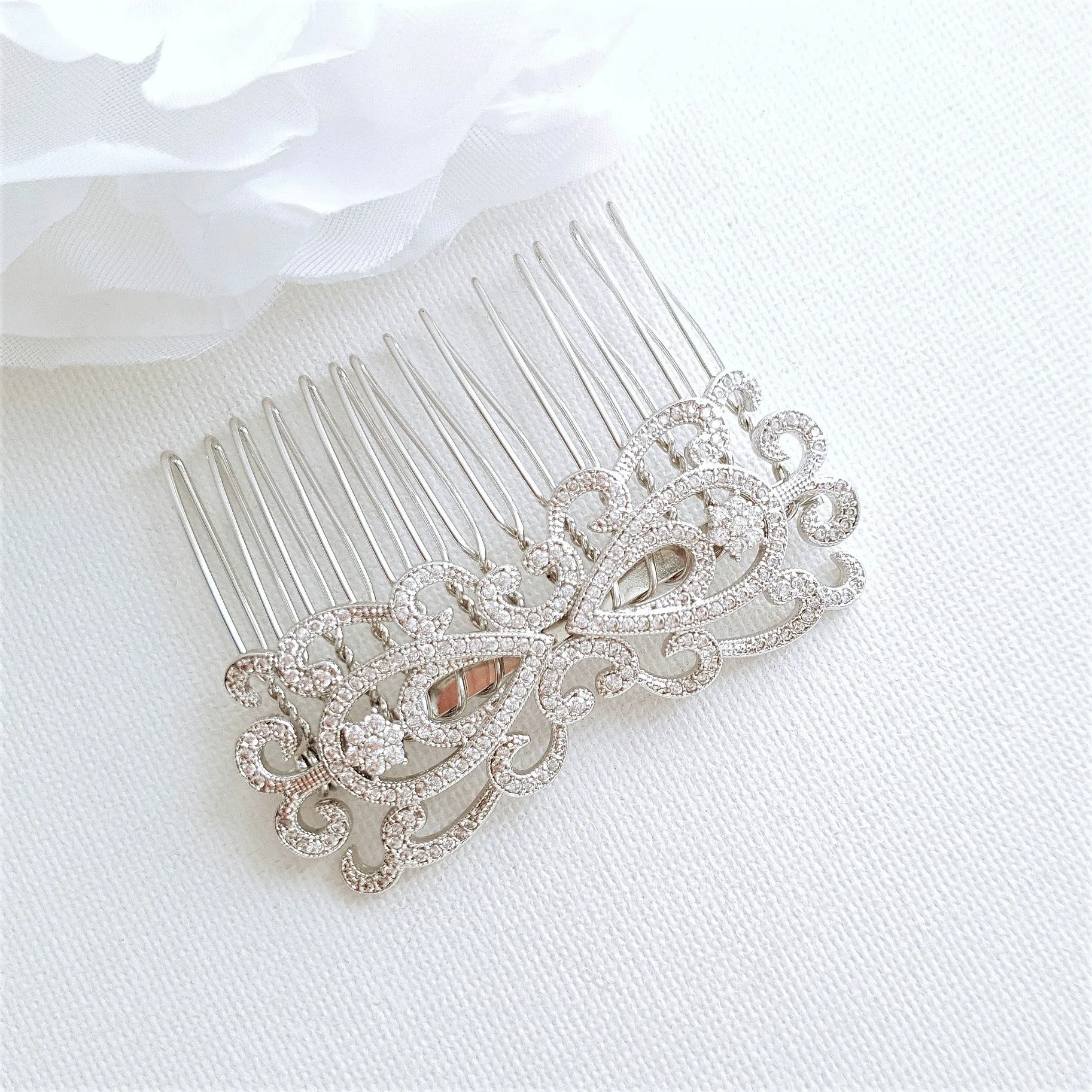 Rose Gold Vintage Bridal Hair Comb-Arletty