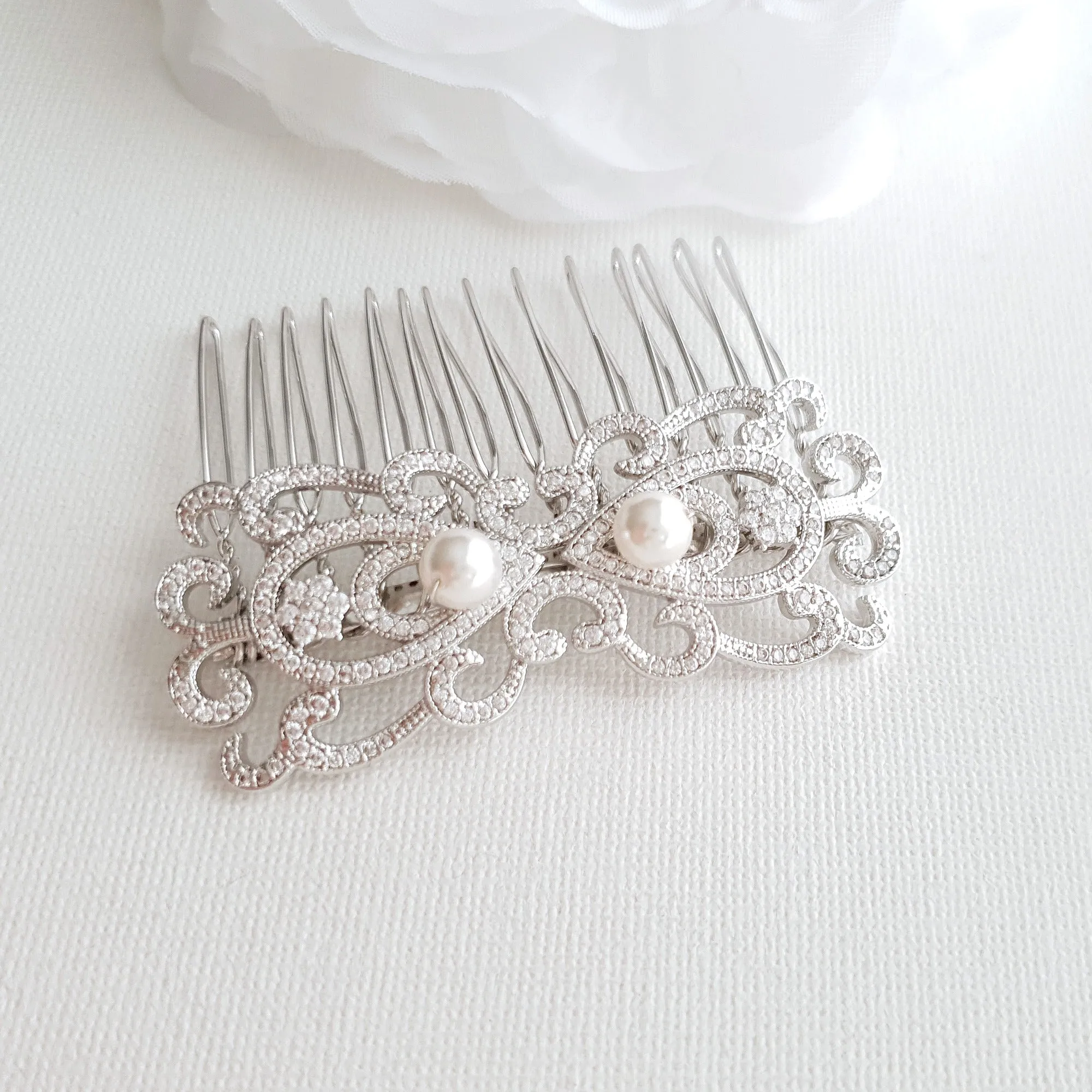 Rose Gold Vintage Bridal Hair Comb-Arletty