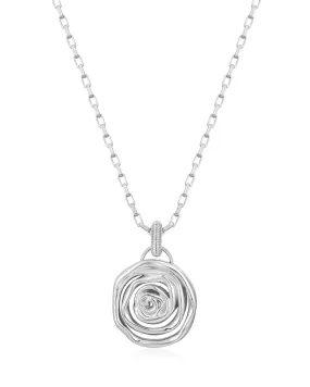 Rosette Coil Pendant Necklace- Silver