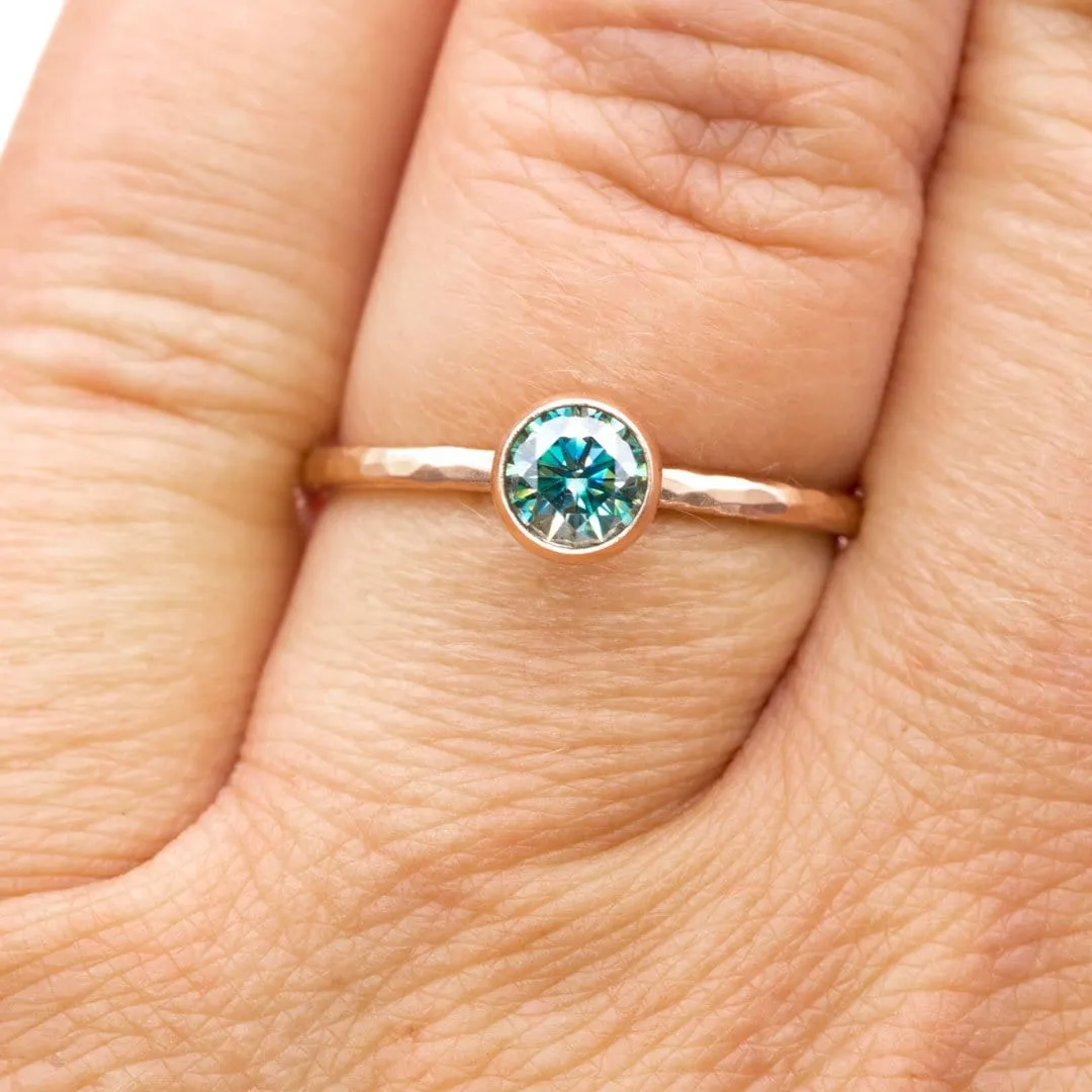 Round Teal Moissanite Loose Stone